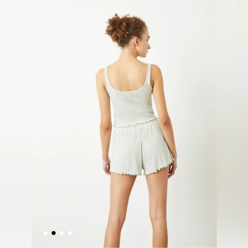Bandier Wesley WSLY Loungewear Set: Hudson Henley Ribbed Tank + Short Soft Sage - Picture 3 of 8